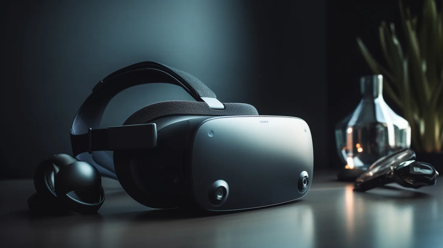 A virtual reality headset on a table.