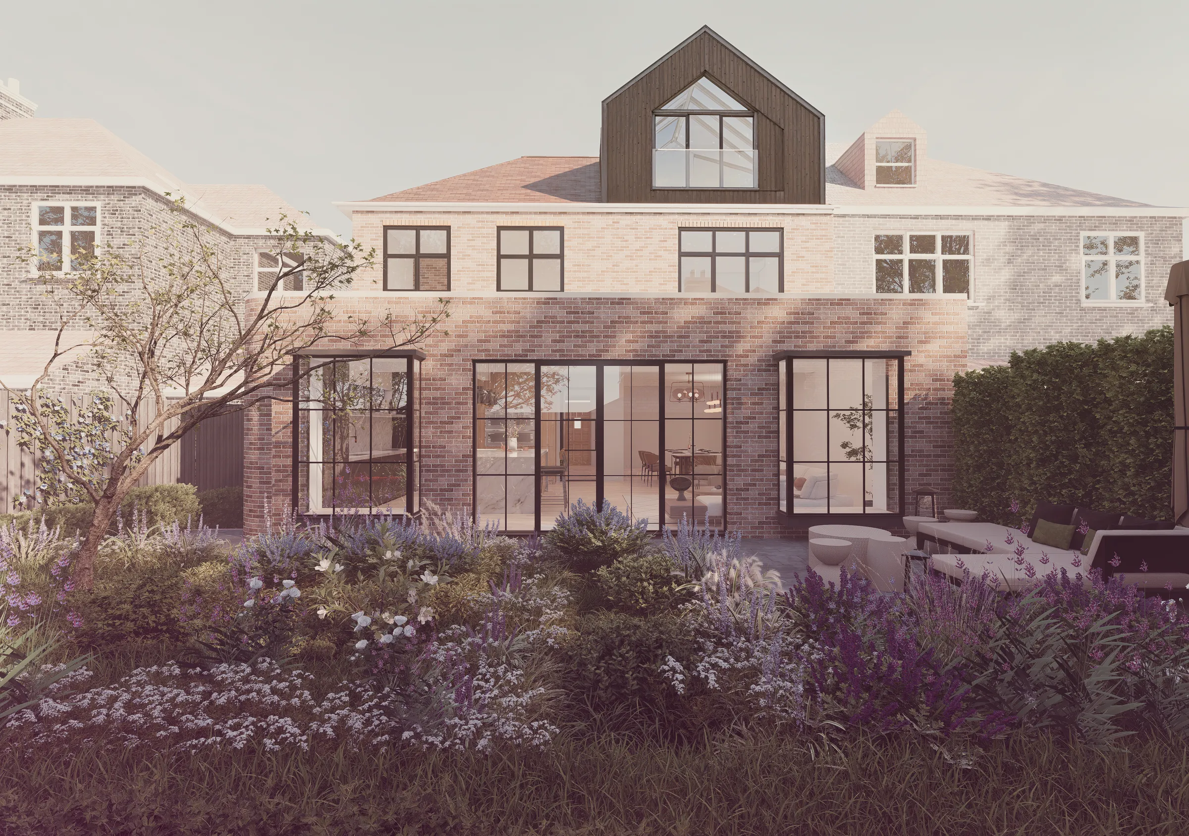 The rear extension of the semi-detached home in Sheen